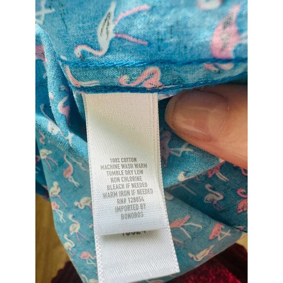 NWT Bonobos Blue with Tiny Pink & White Flamingos Button Shirt XL - Picture 11 of 16